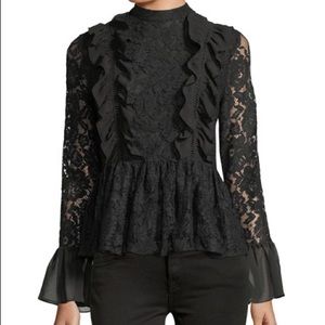 Marled by Reunited Ruffled Peplum Lace Top